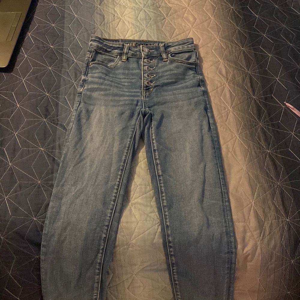 American Eagle Super High Rise Jegging size 00 Button Fly